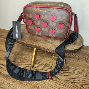 NWT-Karl Lagerfeld Paris Valentines Maybelle Crossbody Handbag w Hearts